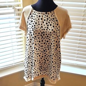 Umgee Cream and Black Polka Dot Top
